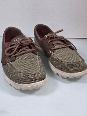 Skechers On-The-Go Goga Mat Boat Shoes Women's Brown Size 9.5 Loafers Slip On
